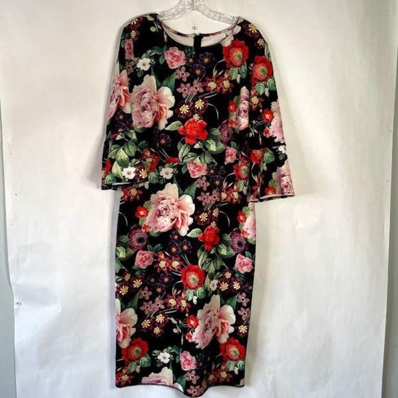 New York & Company Dresses & Skirts - New York & Co Multicolor Floral Bell Sleeve Dress